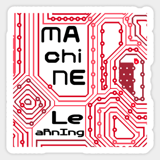 Machine Learning Computer Micro Chip Black Red Sticker